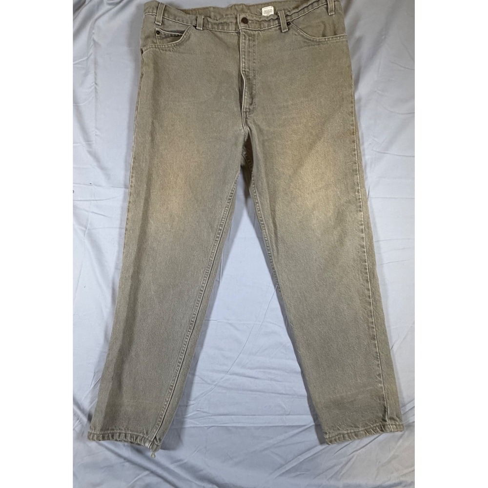 Vintage Levi's 550 Orange Tab Relaxed Tapered Jeans USA Tan Khaki W40 L30